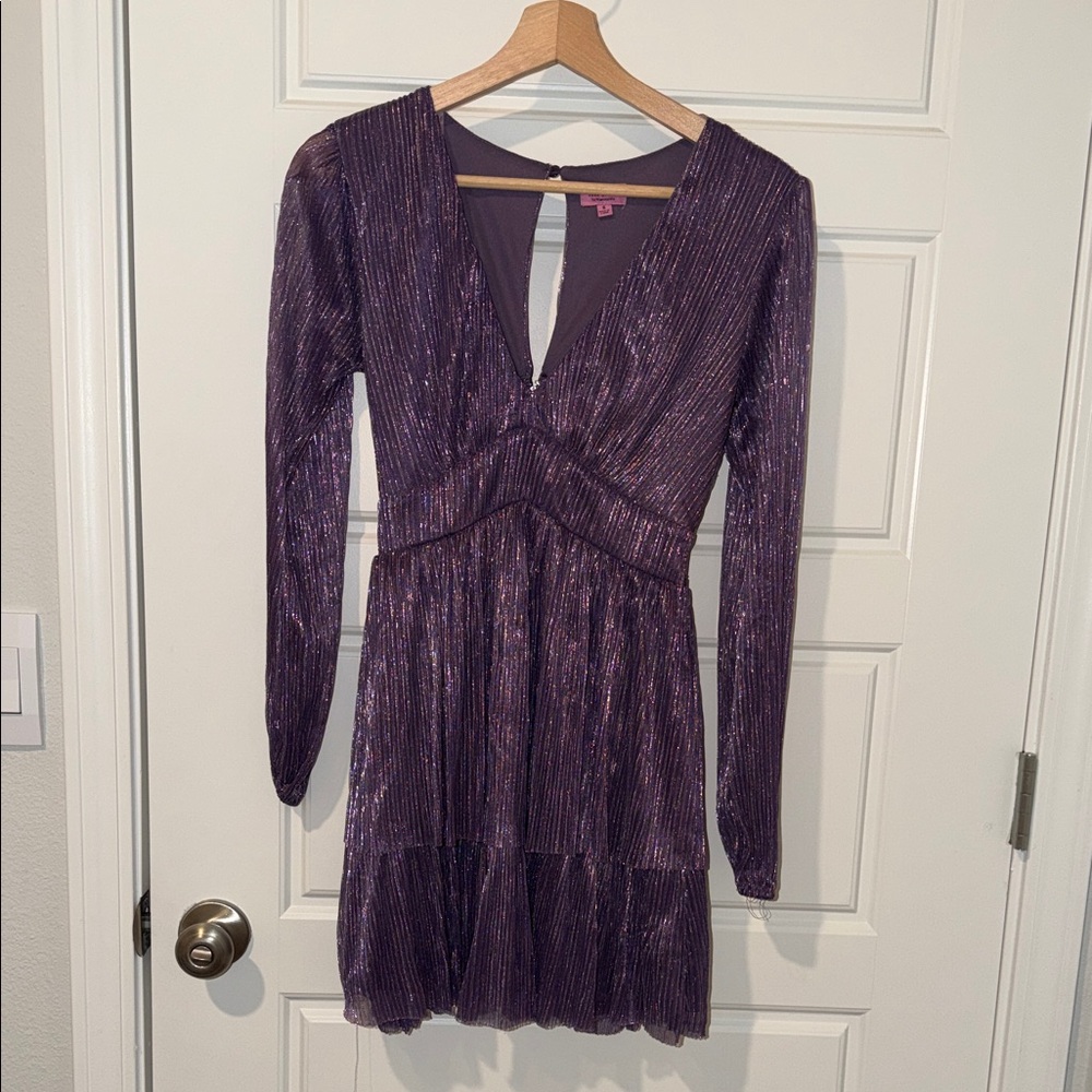 francesca’s miami purple shimmer keyhole back dress size small